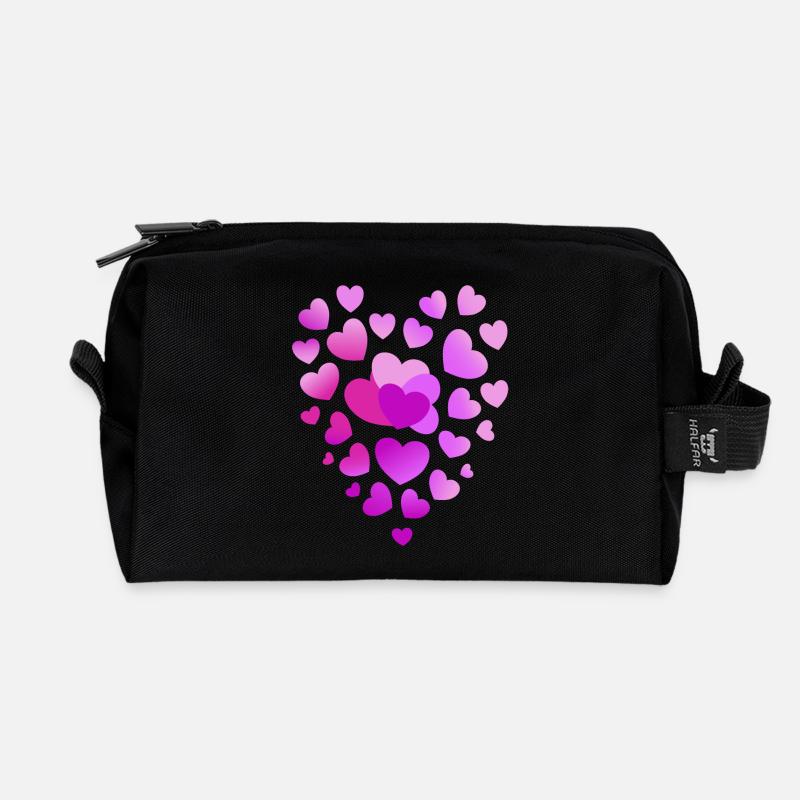 rosa Herzen pinkes Herz - Recycelte Kulturtasche - Schwarz