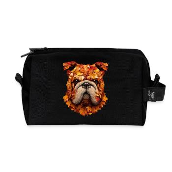 Mops Hund Herbstmops - Recycelte Kulturtasche - Schwarz - Vorne