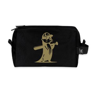 Otter Baseball Silhouette - Recycelte Kulturtasche - Schwarz - Vorne
