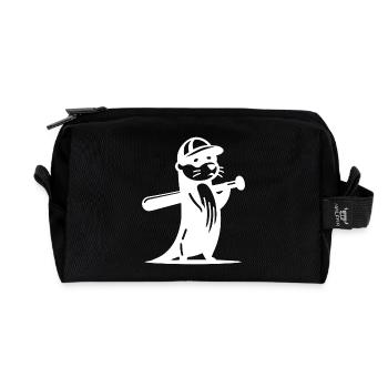 Otter Baseball Silhouette - Recycelte Kulturtasche - Schwarz - Vorne