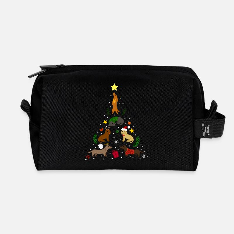 Dackel Tree Christmas - Trousse de toilette en tissu recyclé - noir