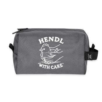 hendl with care hühner hühnerstall wortspiel - Recycelte Kulturtasche - Anthrazit - Vorne