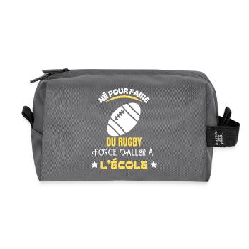 Born for school rugby - Recycled Toiletry Zip Bag - anthracite - Front