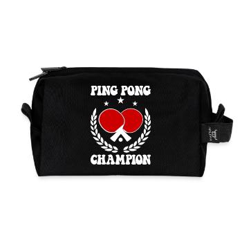 Ping Pong Champion Design Table Tennis and - Recycled Toiletry Zip Bag - black - Front