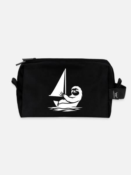 Minimalistische Segeljolle Faultier Sommer - Recycelte Kulturtasche - Schwarz