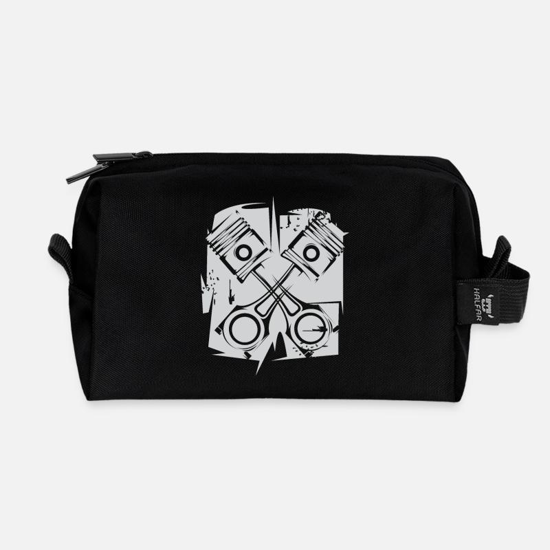 v8 Kolben Motor Symbol Kunst Illustration Logo - Recycelte Kulturtasche - Schwarz