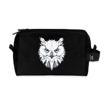 geometrische Schnee-Eule- Polygonen Motiv - Recycelte Kulturtasche - Schwarz - Vorne
