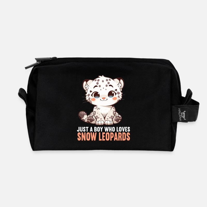 Snow Leopard Schneeleoparden Schneeleopard - Recycelte Kulturtasche - Schwarz