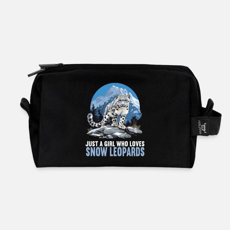 Snow Leopard Schneeleoparden Schneeleopard - Recycelte Kulturtasche - Schwarz