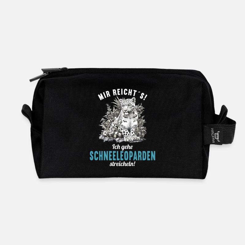 Snow Leopard Schneeleoparden Schneeleopard - Recycelte Kulturtasche - Schwarz