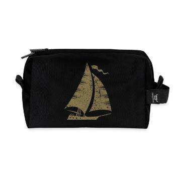 Minimalist Sailboat Sailing Sailing Yacht Sea - Recycled Toiletry Zip Bag - black - Front