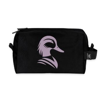 Minimalist Duck Silhouette Portrait - Recycled Toiletry Zip Bag - black - Front