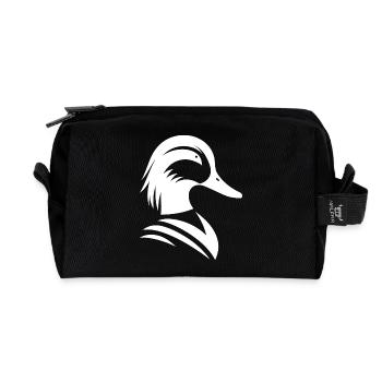 Minimalist Duck Silhouette Portrait - Recycled Toiletry Zip Bag - black - Front