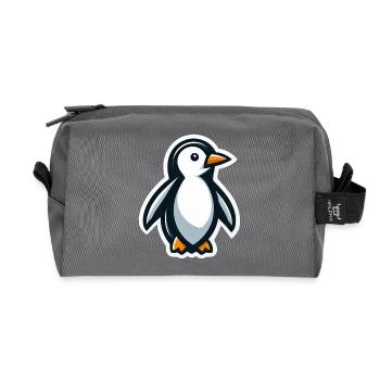 Süßer Pinguin Cartoon Minimalistisch - Recycelte Kulturtasche - Anthrazit - Vorne