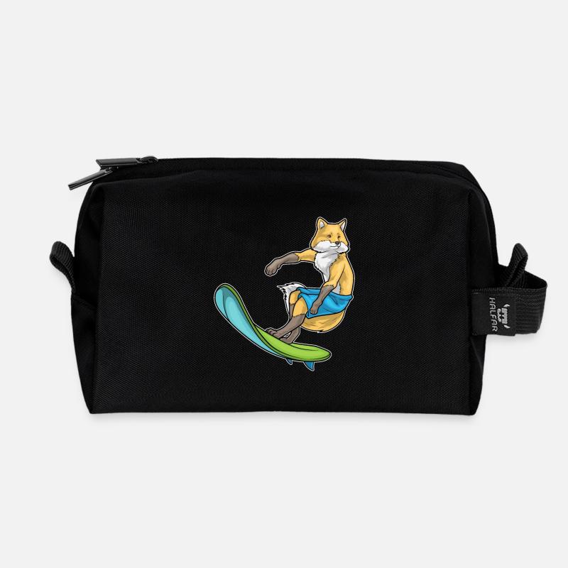Fuchs Surfer Surfbrett - Recycelte Kulturtasche - Schwarz