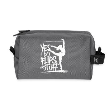 Bien sûr, je fais des flips et tout - Trousse de toilette en tissu recyclé - anthracite - Devant