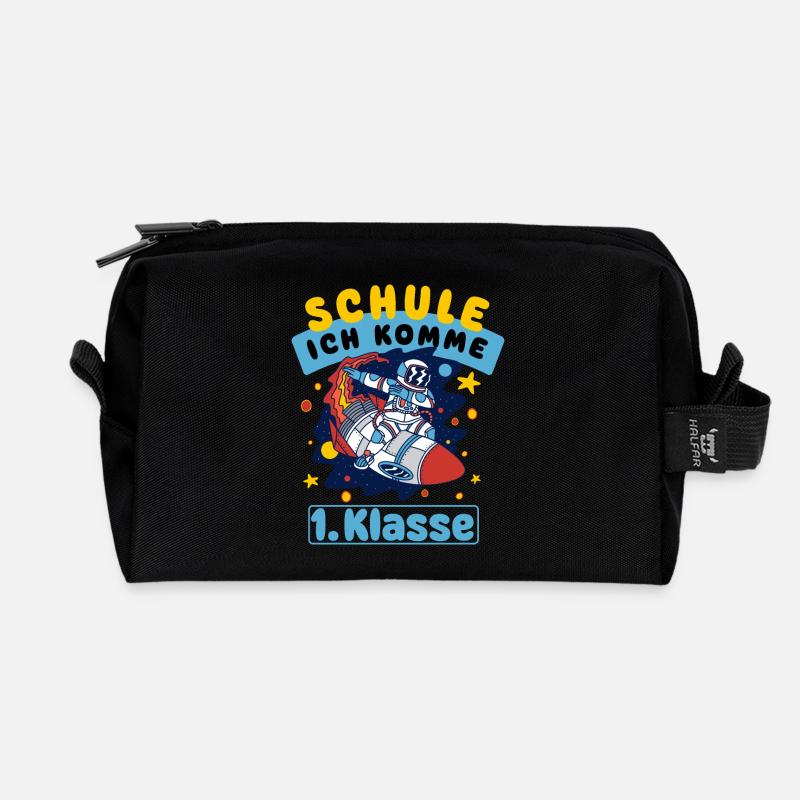 Einschulung Schulkind 1. Klasse Astronaut Weltall - Recycelte Kulturtasche - Schwarz