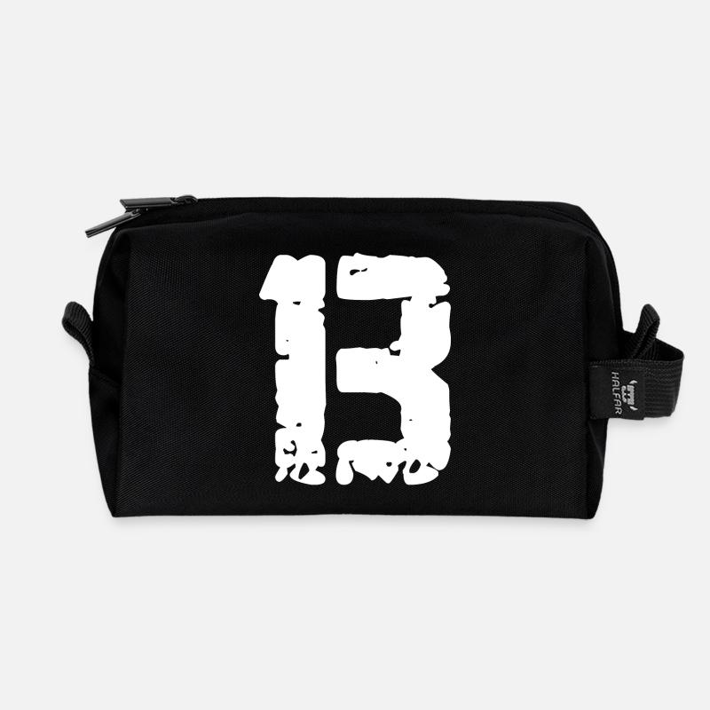 13 Zahl Vintage - Recycelte Kulturtasche - Schwarz