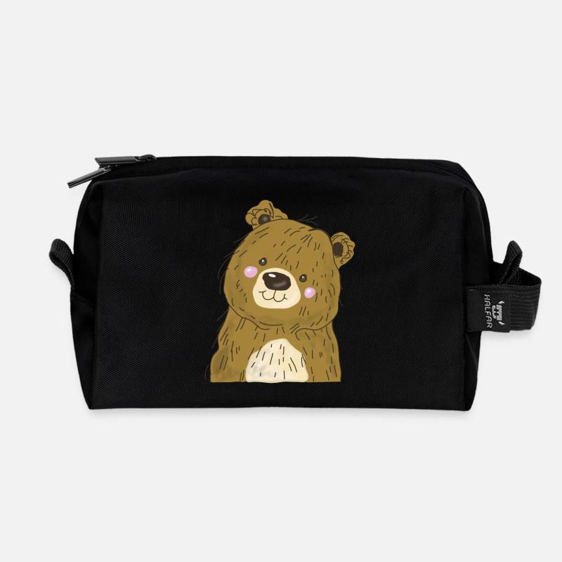 Bear cub - Recycled Toiletry Zip Bag - black