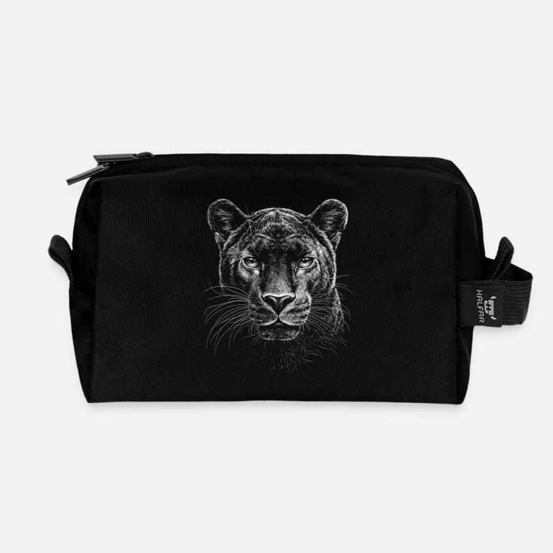 Panther Portrait Wildlife Wildtier Dschungel - Recycelte Kulturtasche - Schwarz