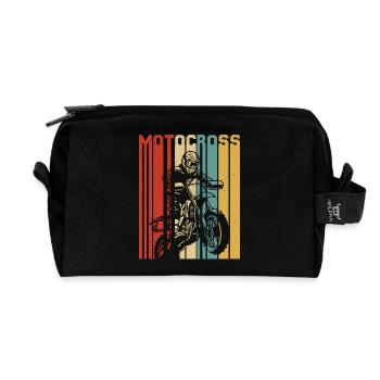 Motocross MX Supercross Enduro Dirt Bike - Recycled Toiletry Zip Bag - black - Front
