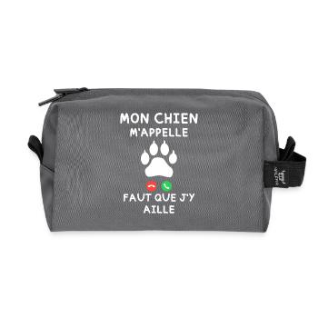 Mon Chien m appelle faut que j y aille - Trousse de toilette en tissu recyclé - anthracite - Devant