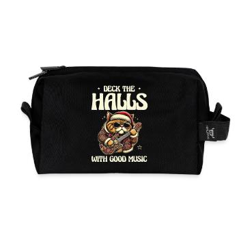 Decorate halls of , Christmas decorations - Recycled Toiletry Zip Bag - black - Front
