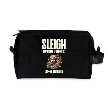 Schlitten mein Name um Kaffee geht, Weihnachtsspaß - Recycelte Kulturtasche - Schwarz - Vorne