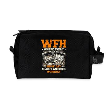 WFH where every snow day is just another working day - Recycled Toiletry Zip Bag - black - Front