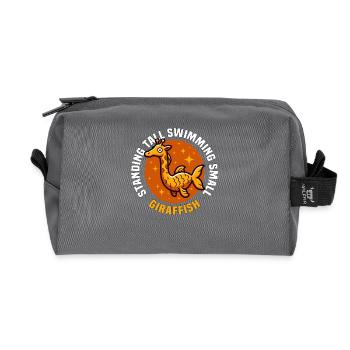 STANDING TALL SWIMMING SMALL - GIRAFFE AND FISH - Recycled Toiletry Zip Bag - anthracite - Front