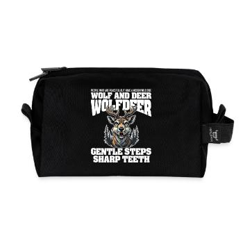 GENTLE STEPS SHARP TEETH - WOLF AND DEER - Recycled Toiletry Zip Bag - black - Front