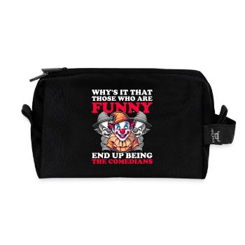 WHY'S IT THAT FUNNY PEOPLE ENDS UP BEING COMEDIANS - Recycled Toiletry Zip Bag - black - Front