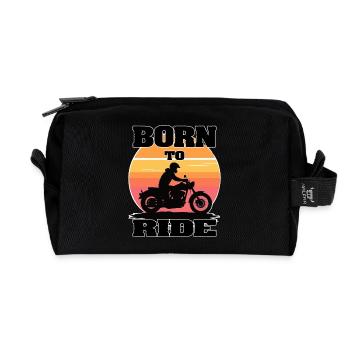 Motocyclette. Des motards nés pour rouler. - Trousse de toilette en tissu recyclé - noir - Devant