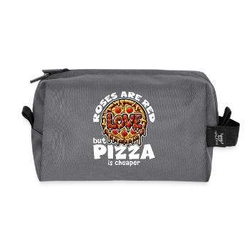 ROSEN SIND ROT, ABER PIZZA IST BILLIGER VALENTINSTAG - Recycelte Kulturtasche - Anthrazit - Vorne