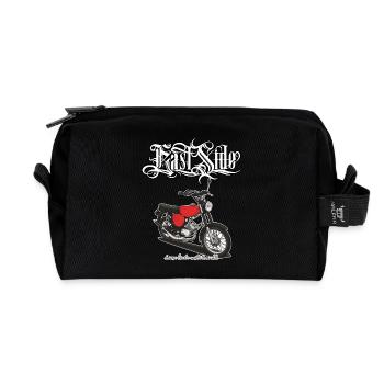 S51 (rouge) // Illustration - Trousse de toilette en tissu recyclé - noir - Devant