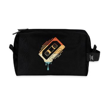Dripping Cassette Tape - Recycled Toiletry Zip Bag - black - Front
