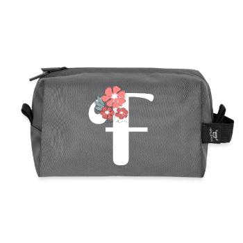 Buchstabe f Minimalistische Blumen - Recycelte Kulturtasche - Anthrazit - Vorne