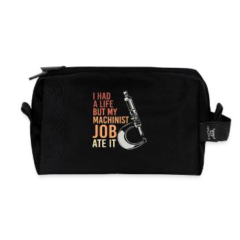CNC Machinists Cutting Machine Operators Turners Milling Cutters - Recycled Toiletry Zip Bag - black - Front
