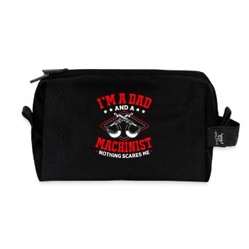 Cutting machine operator Machinist Router CNC lathe operator - Recycled Toiletry Zip Bag - black - Front