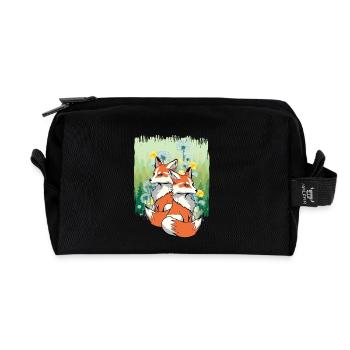 Fox Foxes Children Child Nature Forest Animals - Recycled Toiletry Zip Bag - black - Front