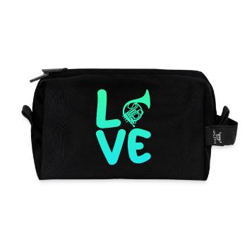 Horn player French horn - Recycled Toiletry Zip Bag - black - Front