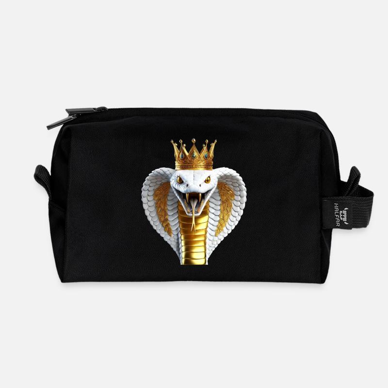 King Cobra with Crown - Recycled Toiletry Zip Bag - black