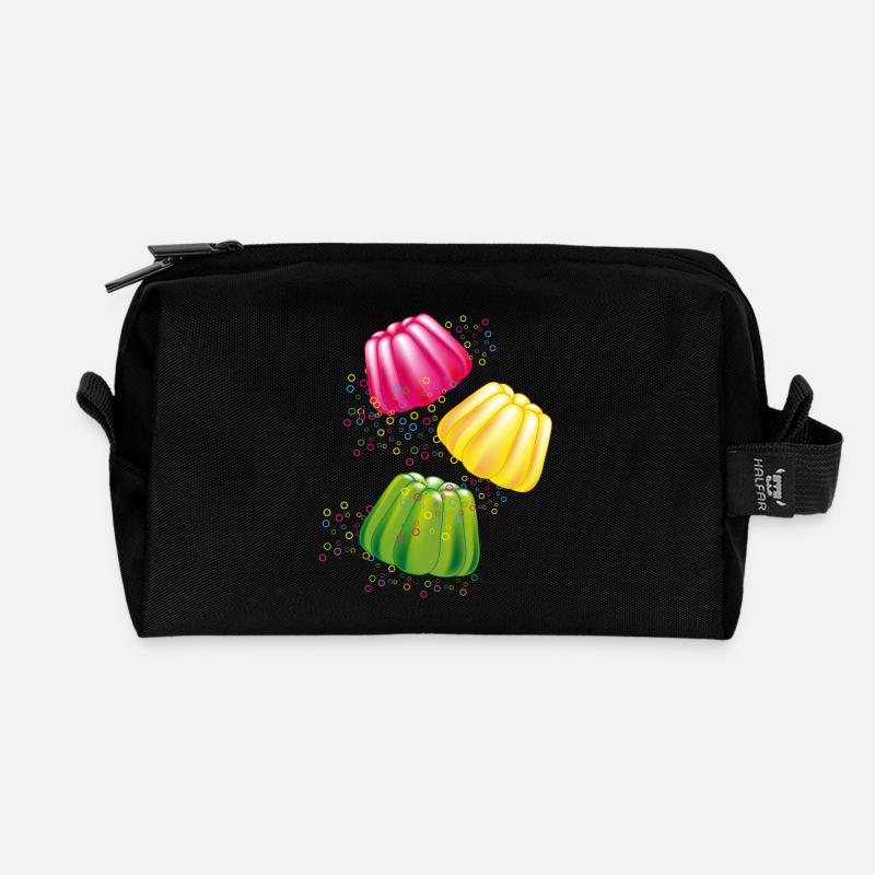 Bunte Götterspeisen–Dessert-Motiv mit Retro-Charme - Recycelte Kulturtasche - Schwarz