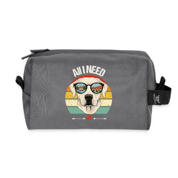 Camping Camper Labrador Dog Campsite Caravan - Recycled Toiletry Zip Bag - anthracite - Front