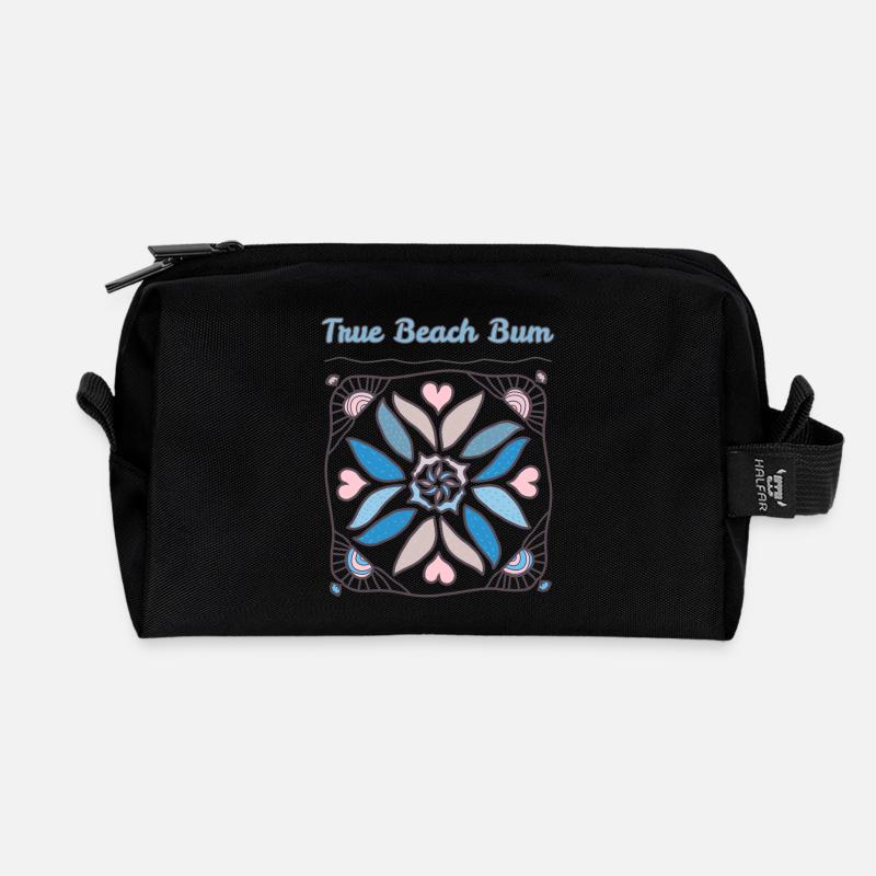 True Beach Bum Mandala Print - Recycelte Kulturtasche - Schwarz