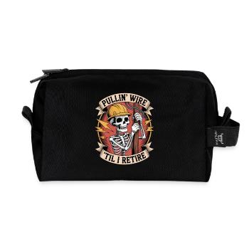 Funny Electrician Design for Men - Recycled Toiletry Zip Bag - black - Front