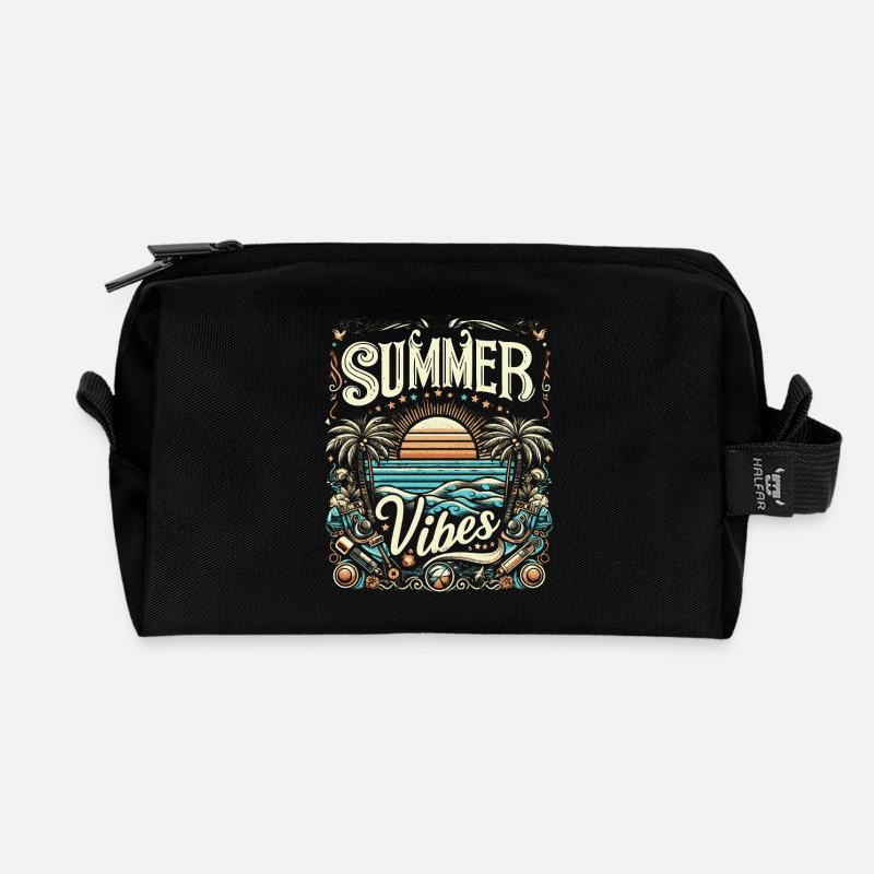 SUMMER Vibes colorful, modificated - Recycelte Kulturtasche - Schwarz