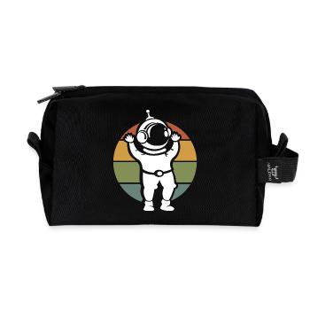 vintage Astronaut Illustration - retro cartoon - Recycelte Kulturtasche - Schwarz - Vorne
