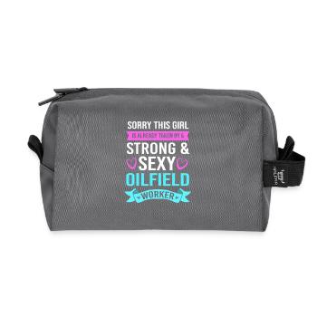 Oil Rig Oil Field Oil Rig Wife - Recycled Toiletry Zip Bag - anthracite - Front