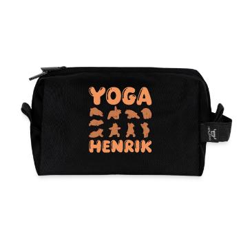Katze Yoga Henrik - Recycelte Kulturtasche - Schwarz - Vorne